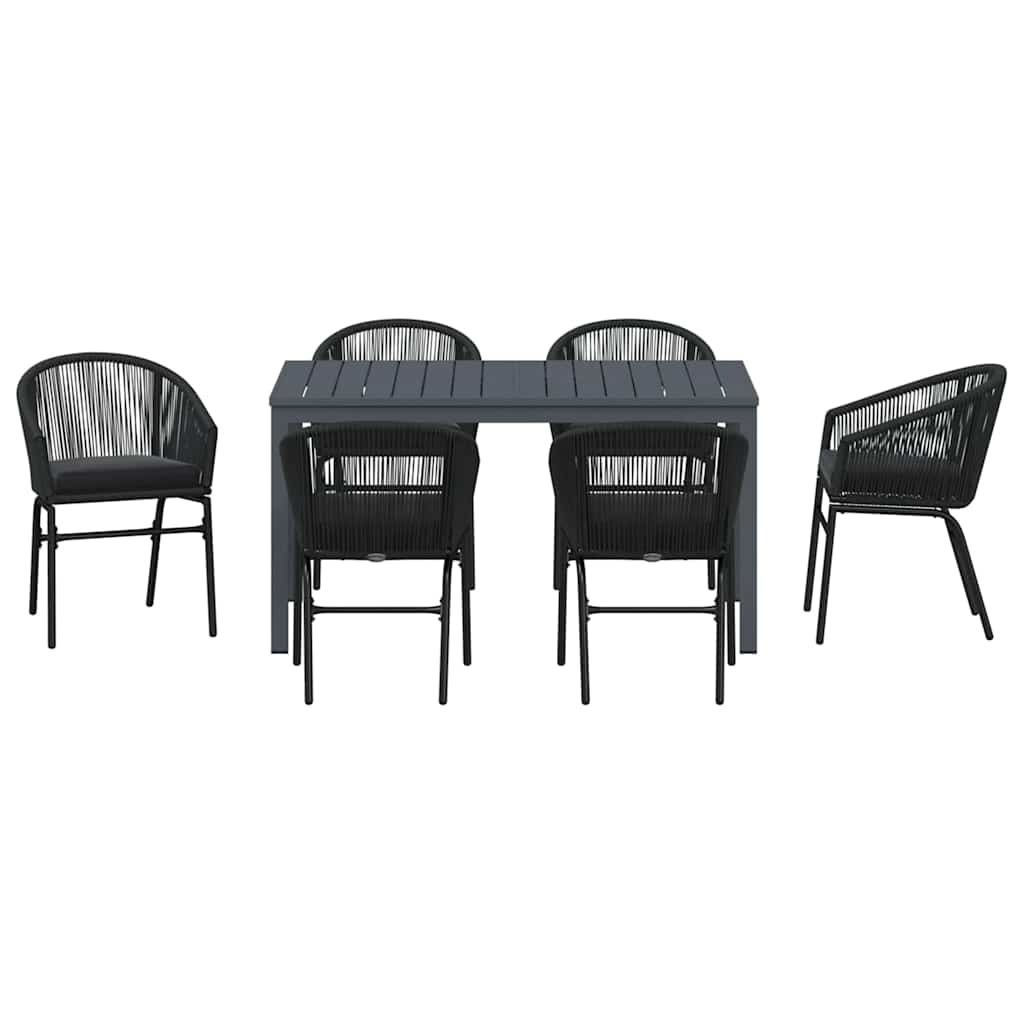 Kert étkező szett 7 pcs Fekete polirattan