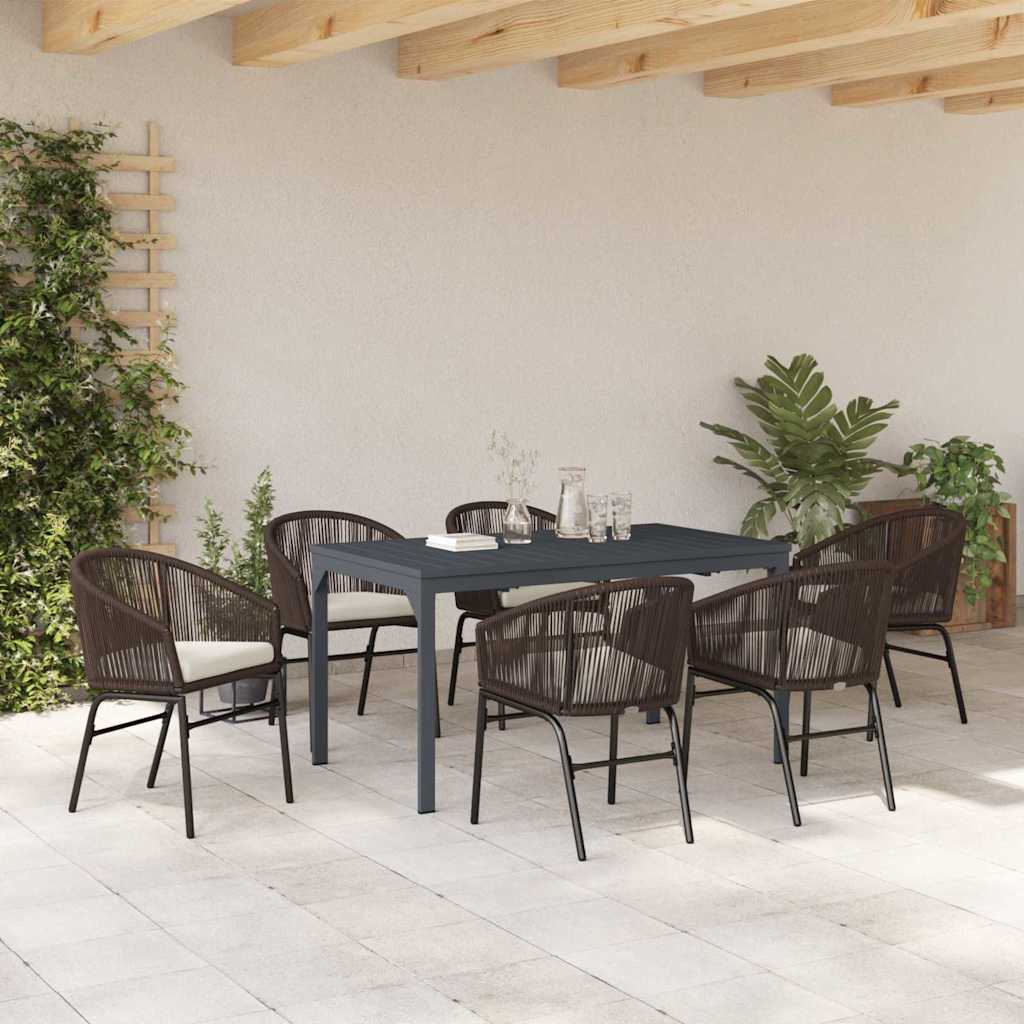 Kert étkező szett 7 pcs Barna polirattan