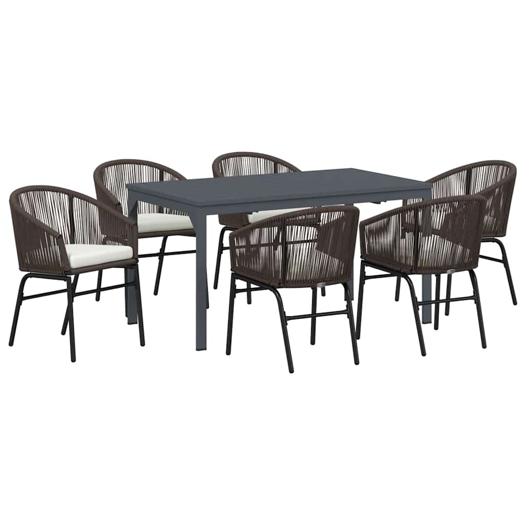 Kert étkező szett 7 pcs Barna polirattan