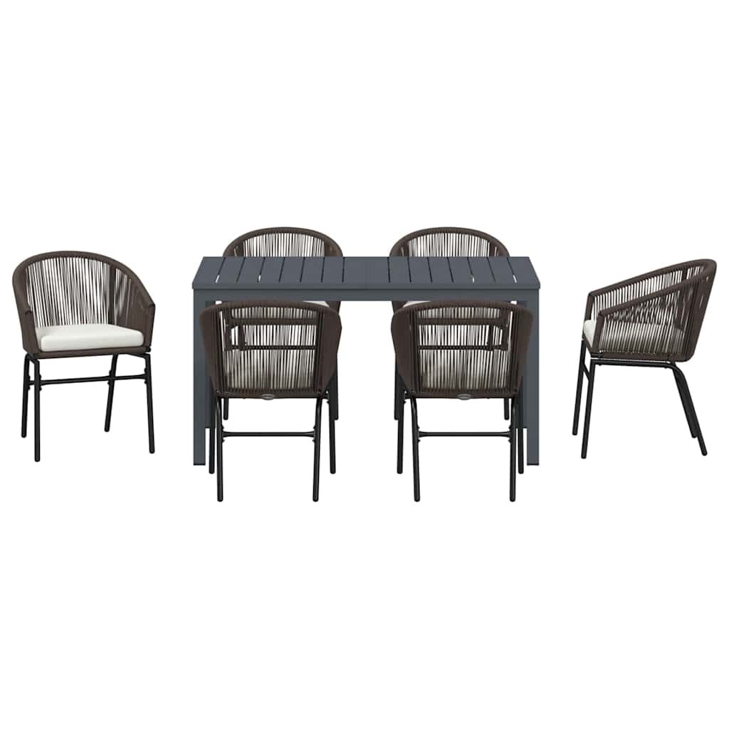 Kert étkező szett 7 pcs Barna polirattan