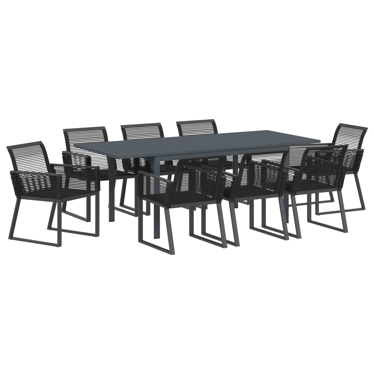 Kert étkező szett 9 pcs Fekete polirattan