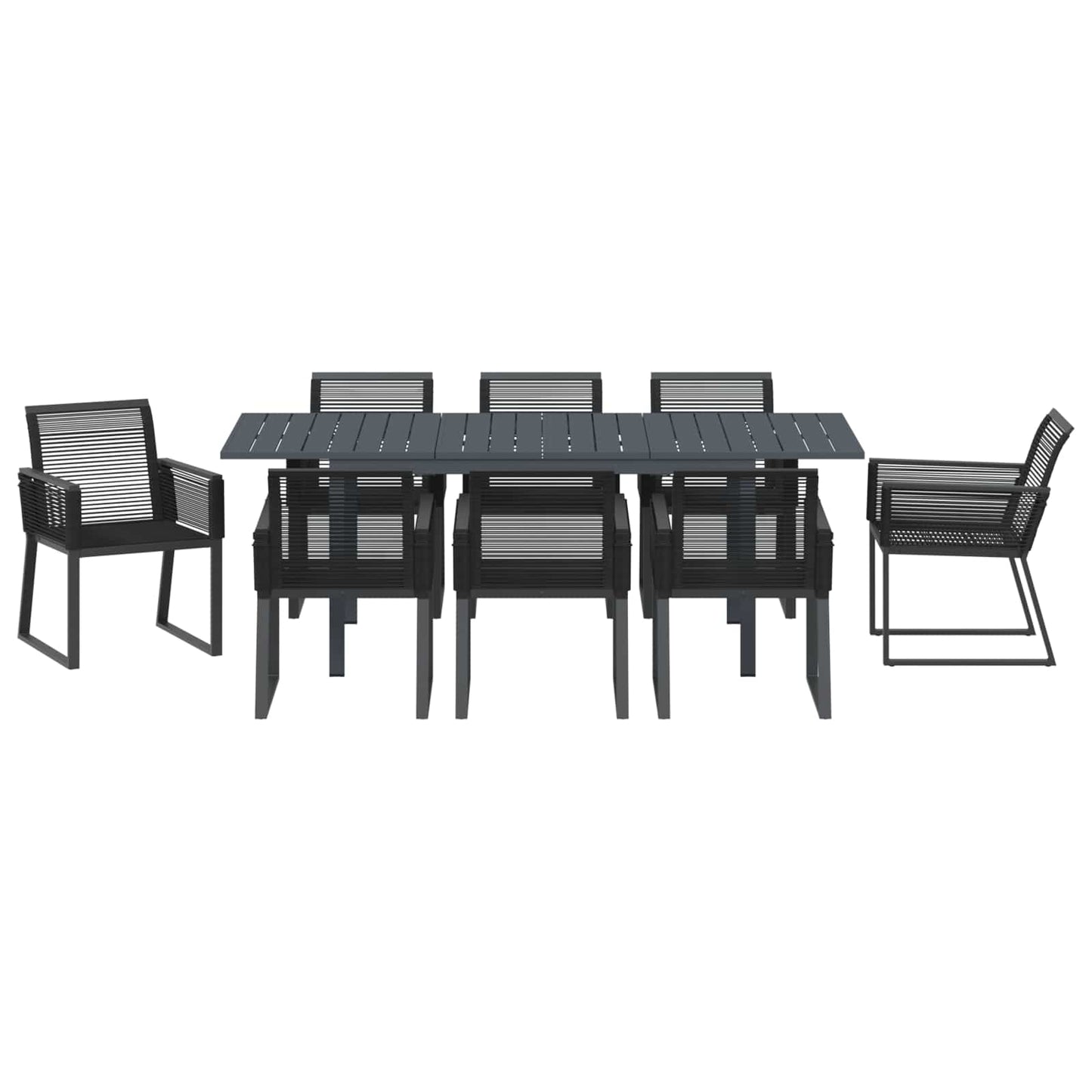 Kert étkező szett 9 pcs Fekete polirattan