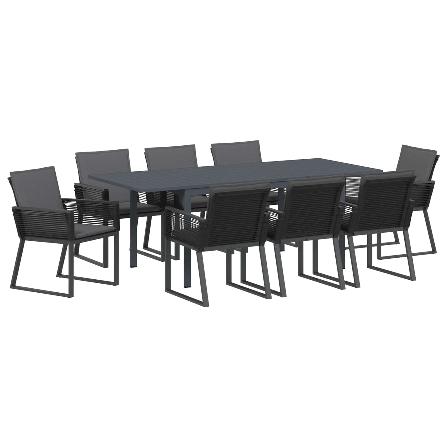 Kert étkező szett 9 pcs Fekete polirattan