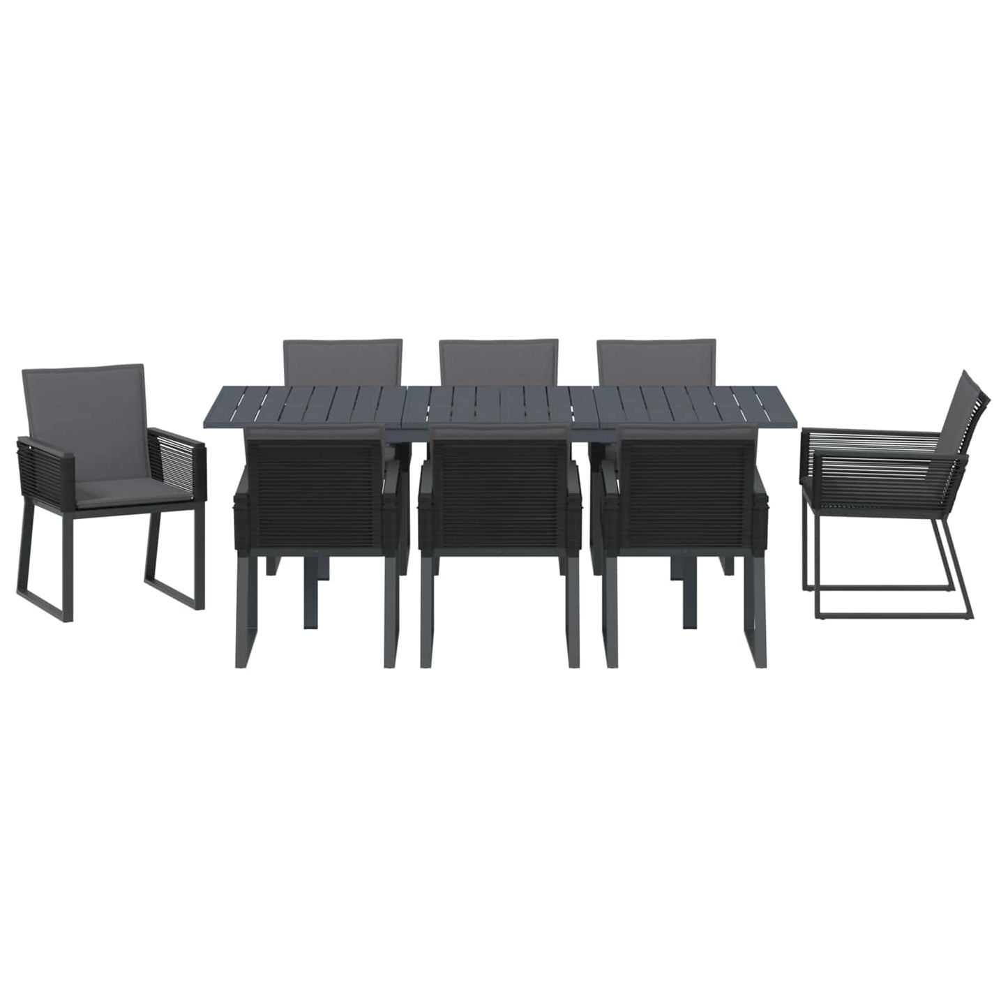 Kert étkező szett 9 pcs Fekete polirattan