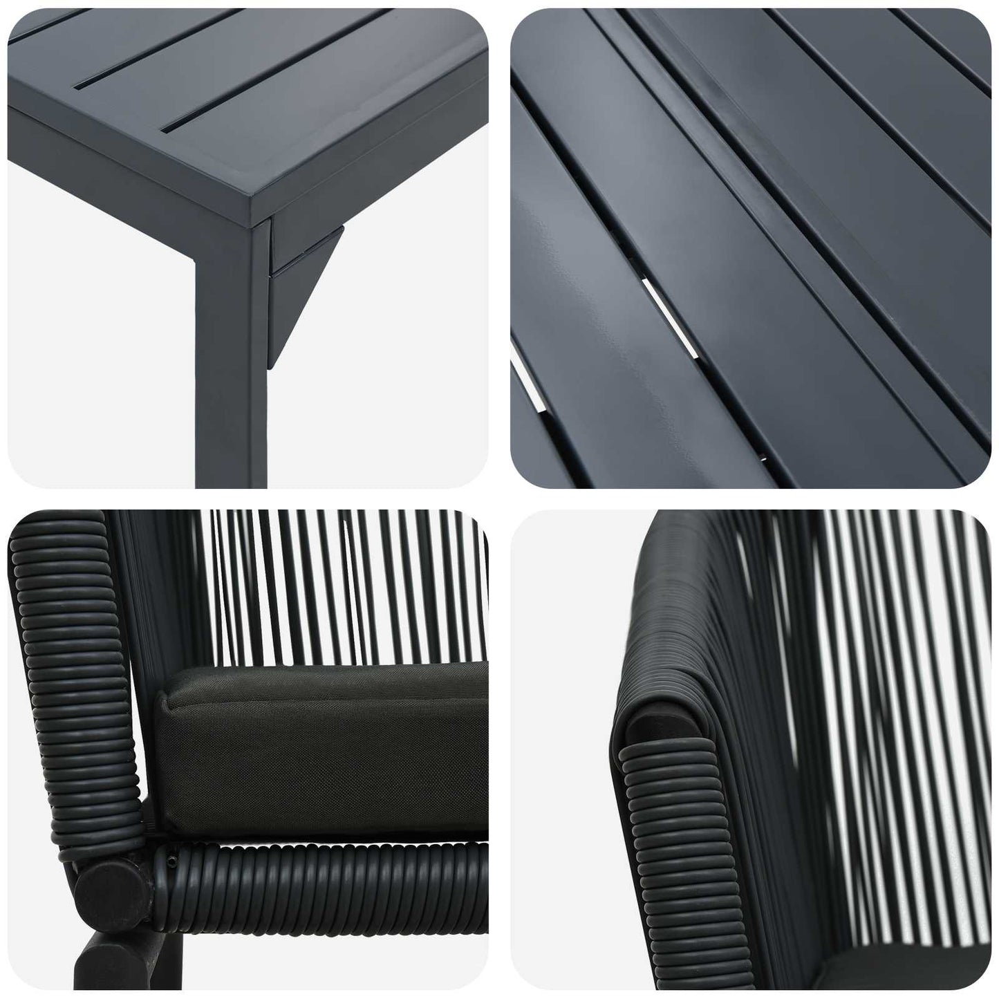 Kert étkező szett 9 pcs Fekete polirattan