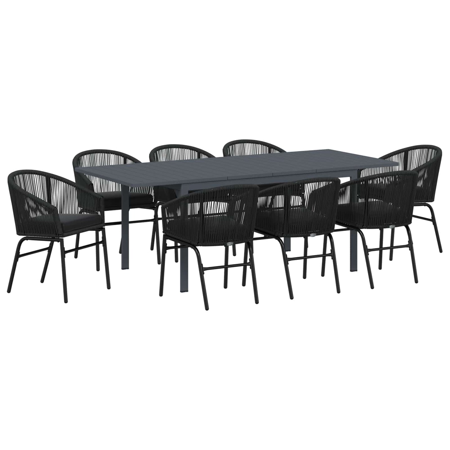 Kert étkező szett 9 pcs Fekete polirattan