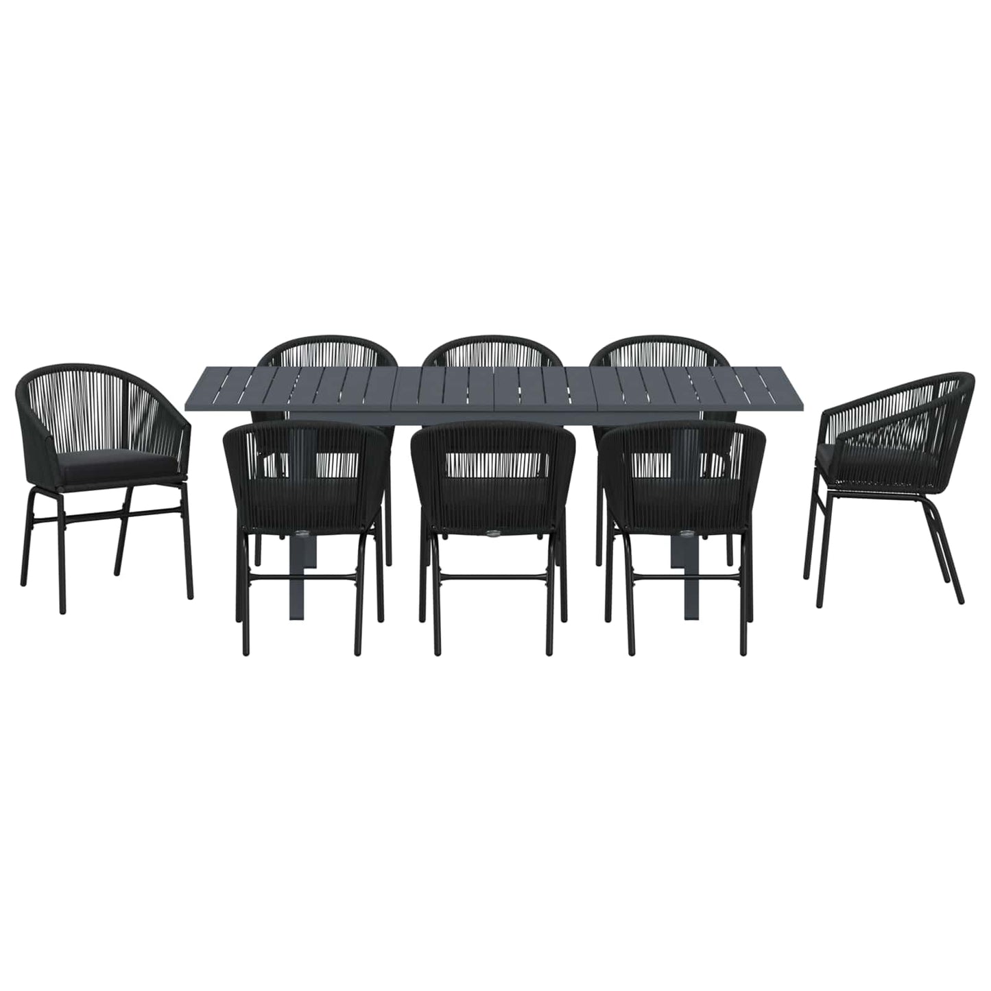Kert étkező szett 9 pcs Fekete polirattan