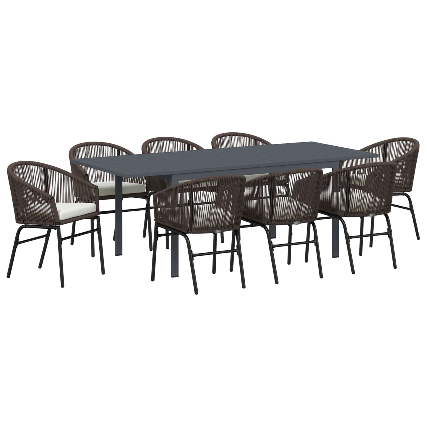 Kert étkező szett 9 pcs Barna polirattan