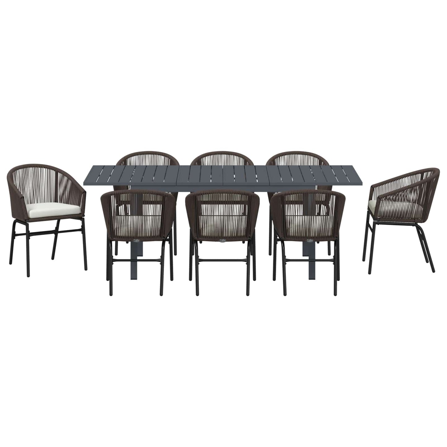 Kert étkező szett 9 pcs Barna polirattan