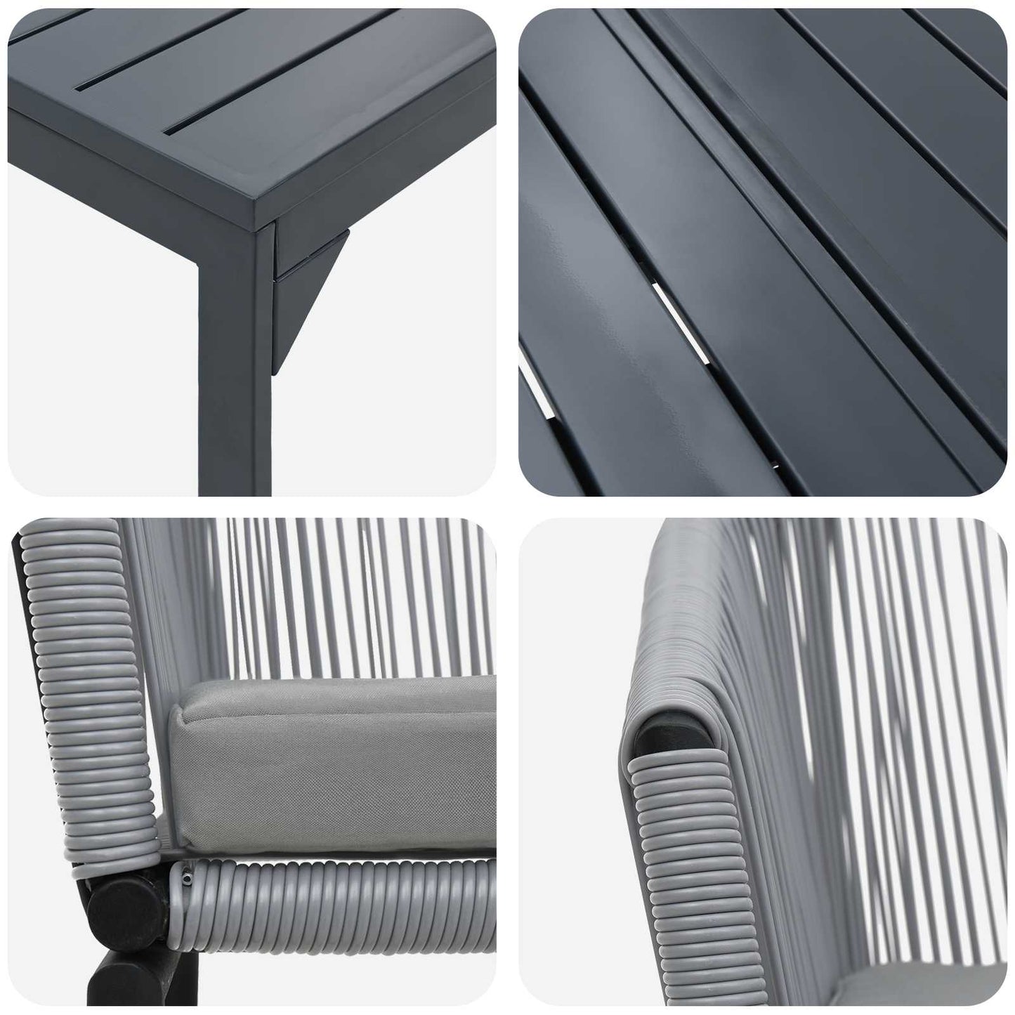 Kert étkező szett 9 pcs Szürke polirattan