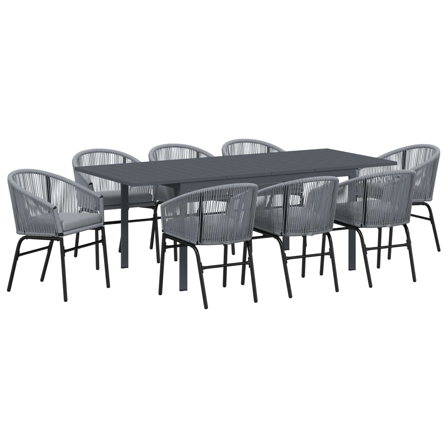 Kert étkező szett 9 pcs Szürke polirattan