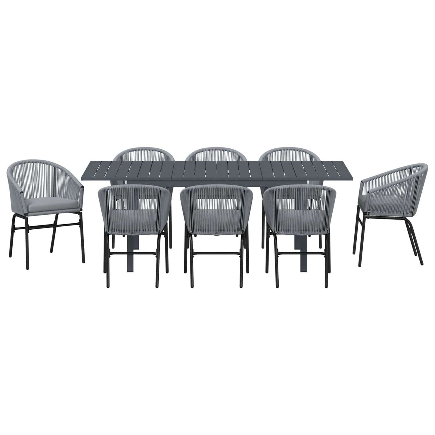 Kert étkező szett 9 pcs Szürke polirattan