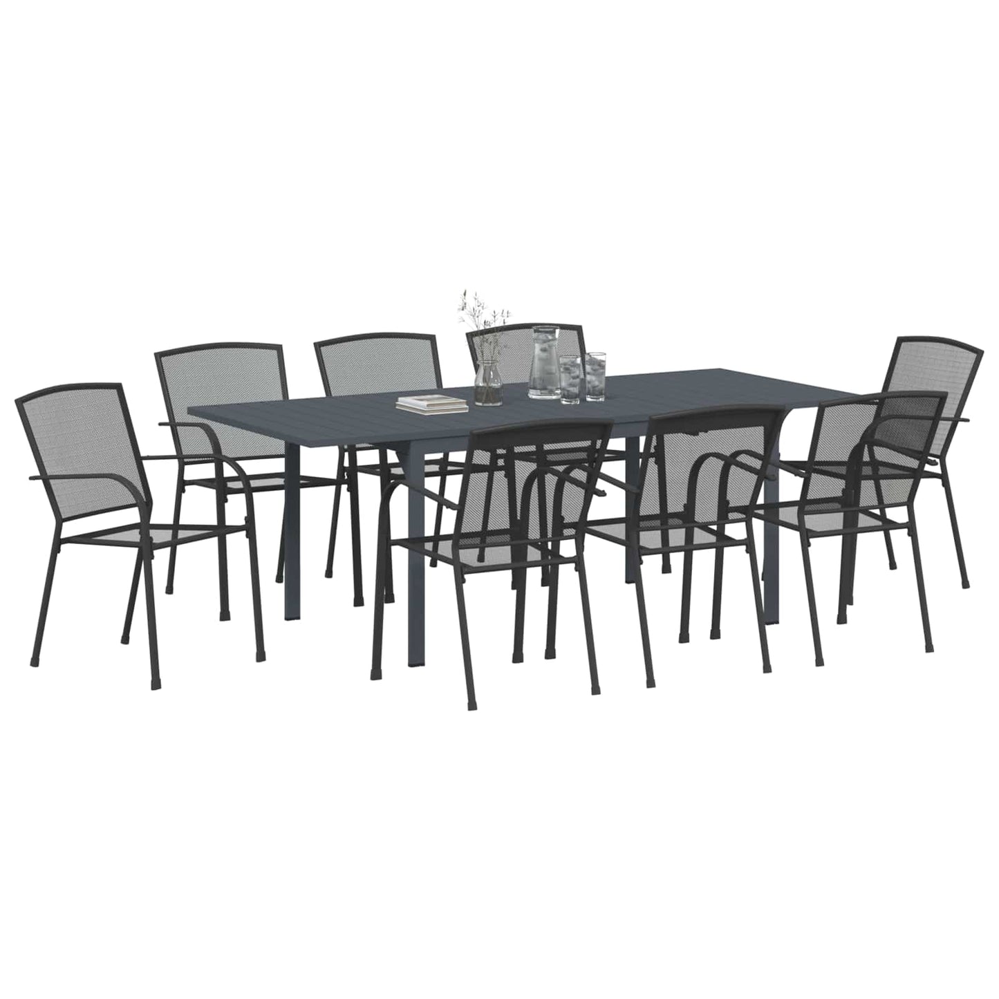 Kert étkező szett 9 pcs Antracit Acél