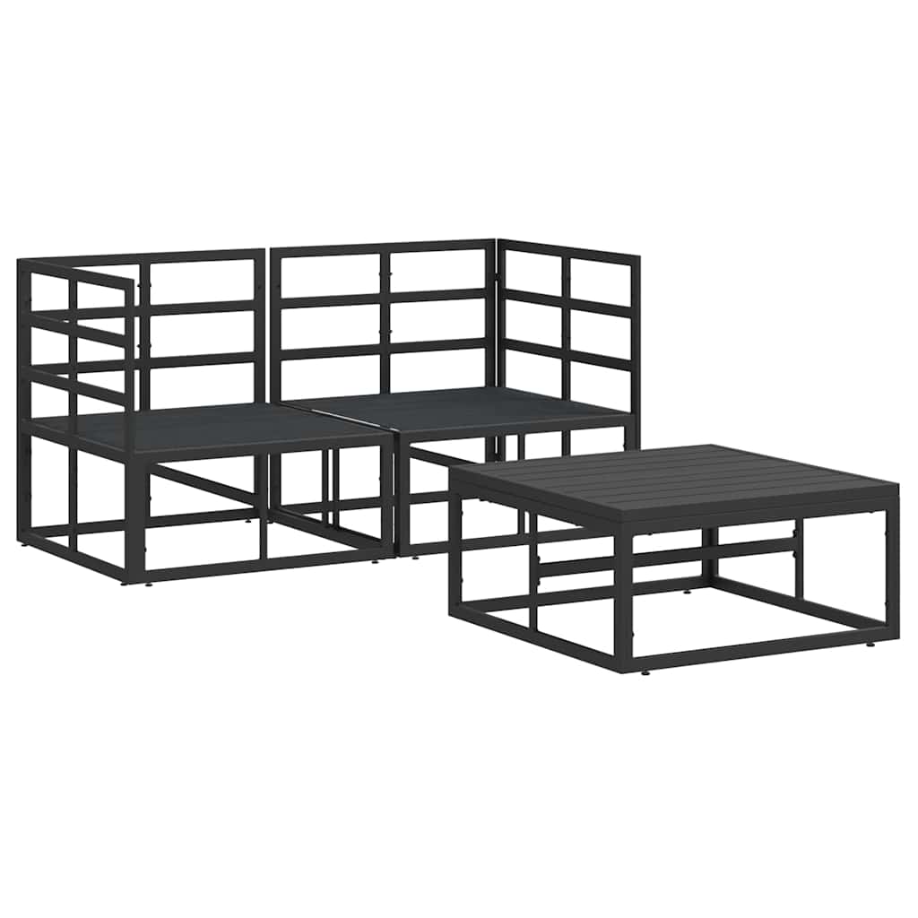 Kerti Kanapé Szett 3 pcs Fekete Fém