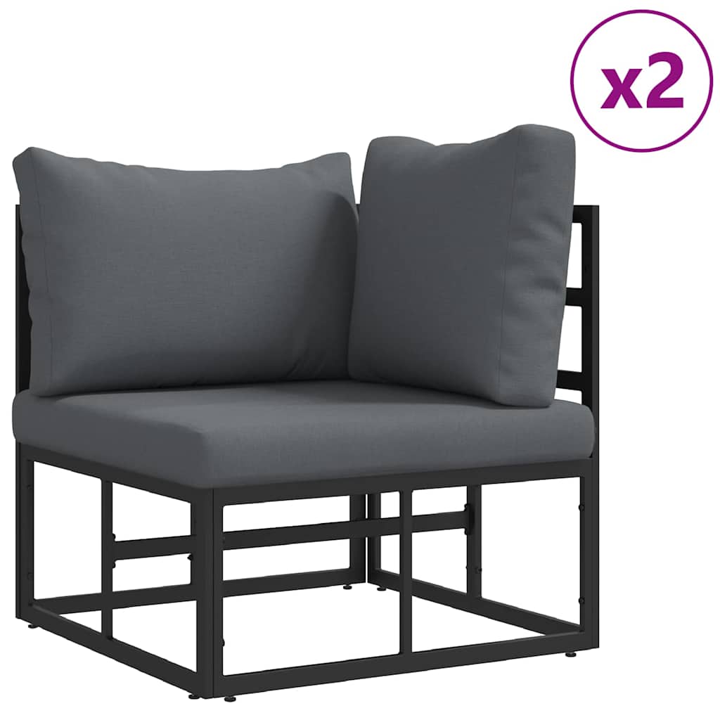 Kerti Kanapé Szett 3 pcs Fekete Fém