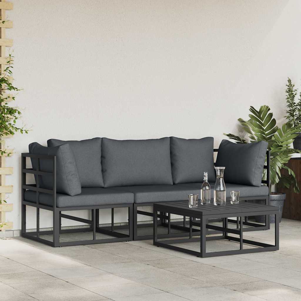Kerti Kanapé Szett 4 pcs Fekete Fém