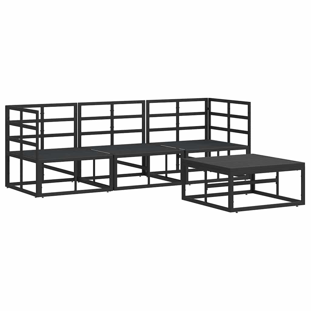 Kerti Kanapé Szett 4 pcs Fekete Fém