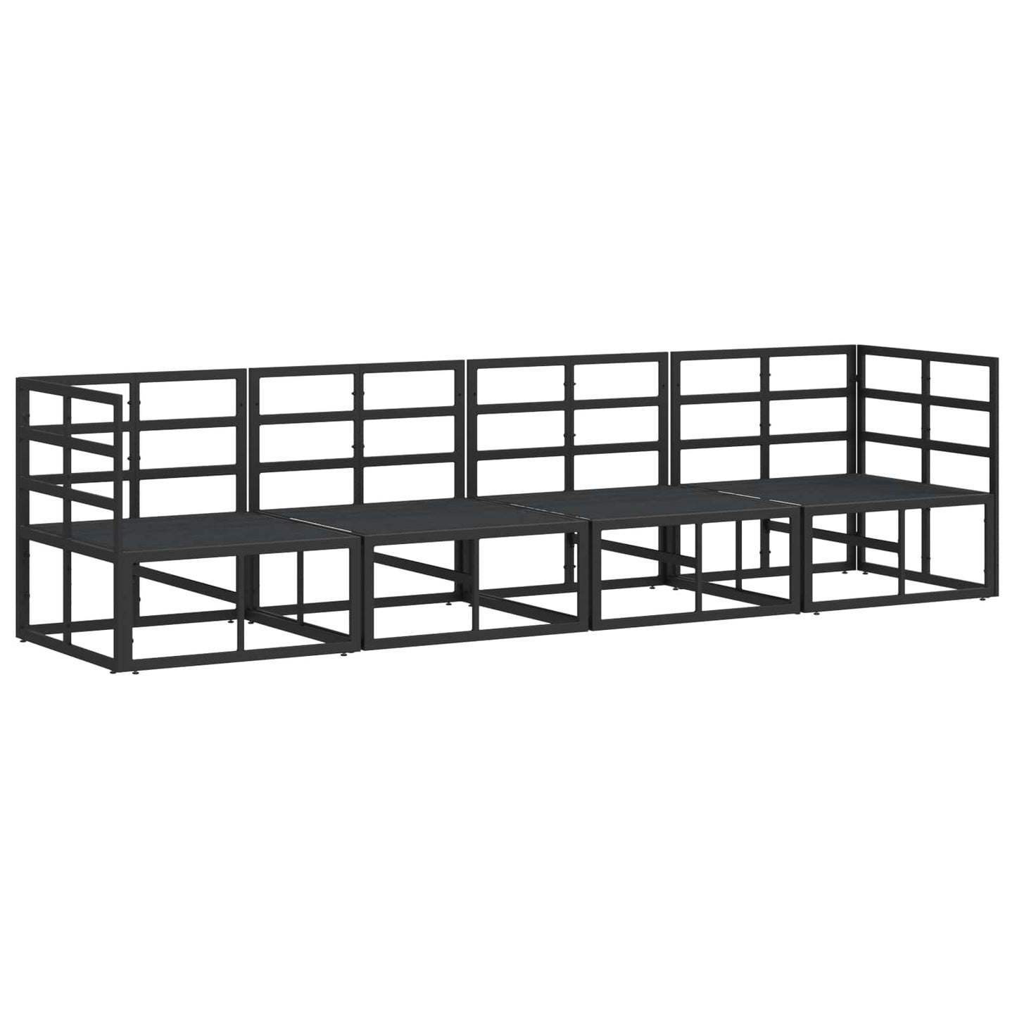 Kerti Kanapé Szett 4 pcs Fekete Fém