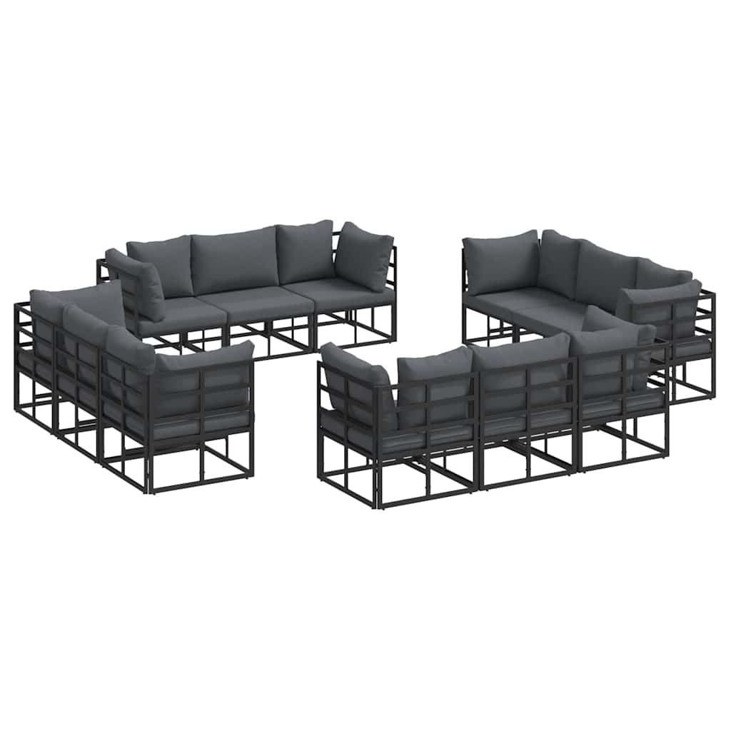 Kerti Kanapé Szett 12 pcs Fekete Fém