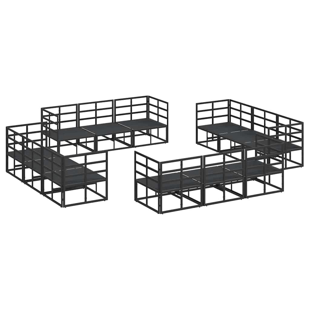 Kerti Kanapé Szett 12 pcs Fekete Fém