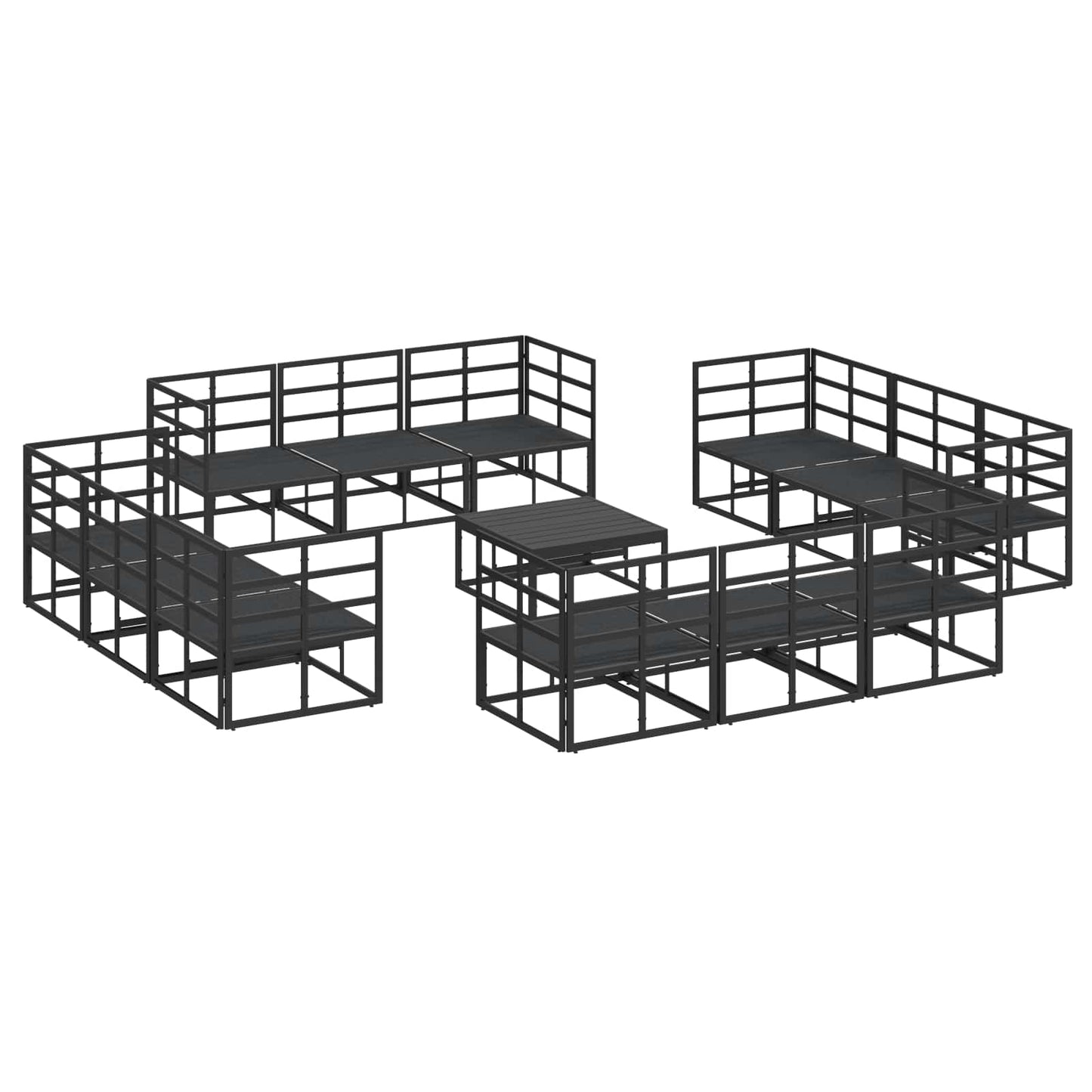 Kerti Kanapé Szett 13 pcs Fekete Fém