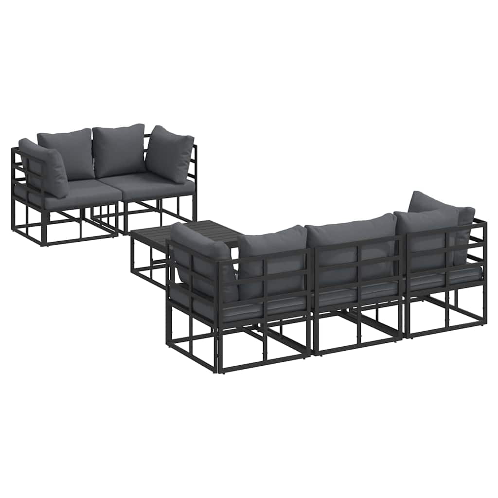 Kerti Kanapé Szett párnával 6 pcs Fekete Acél