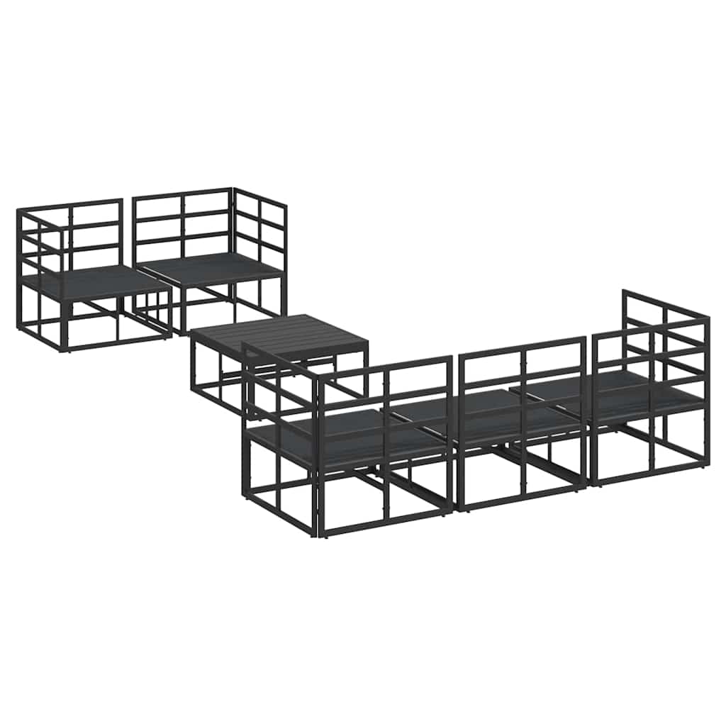 Kerti Kanapé Szett párnával 6 pcs Fekete Acél