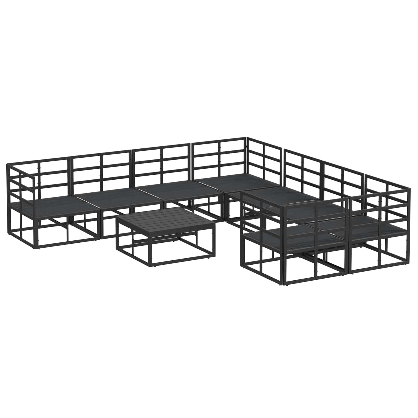 Kerti Kanapé Szett párnával 9 pcs Fekete Acél