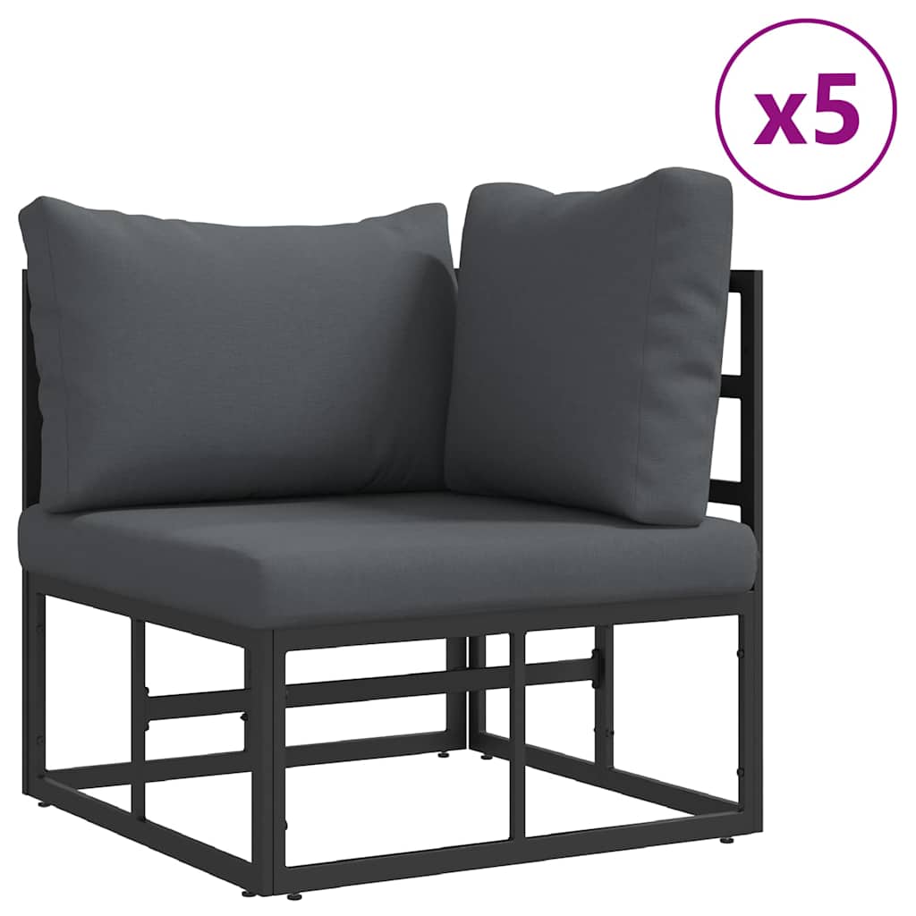 Kerti Kanapé Szett párnával 7 pcs Fekete Acél
