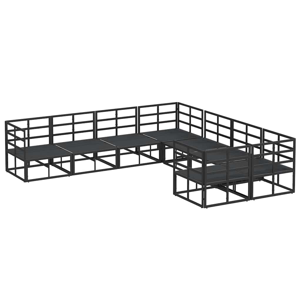 Kerti Kanapé Szett párnával 8 pcs Fekete Acél