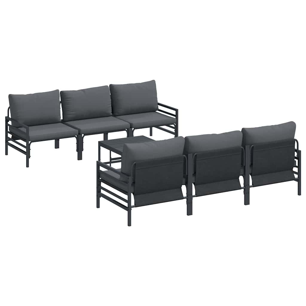 Kerti Kanapé Szett párnával 7 pcs Fekete Acél