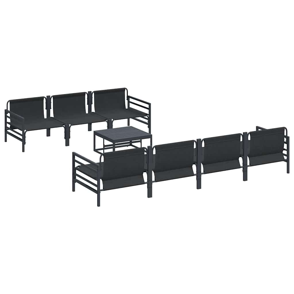 Kerti Kanapé Szett párnával 8 pcs Fekete Acél