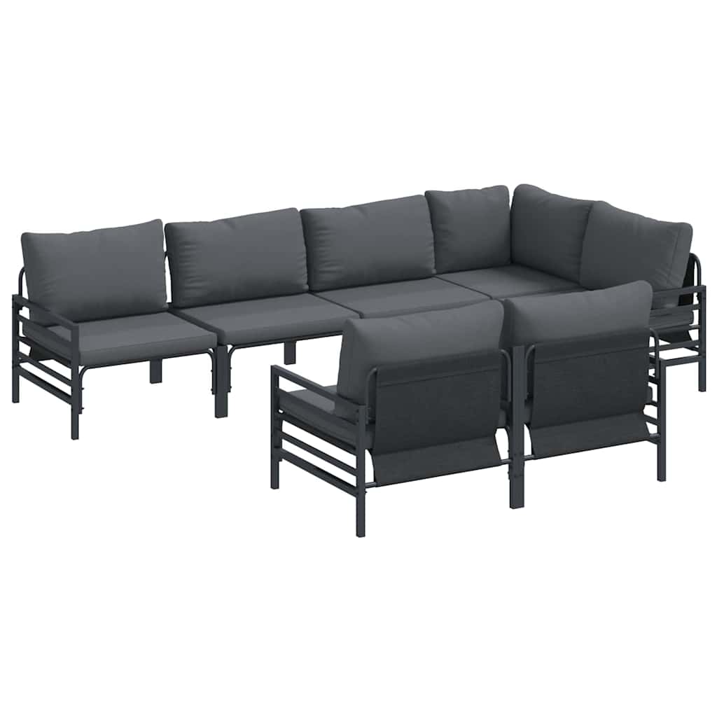 Kerti Kanapé Szett párnával 7 pcs Fekete Acél