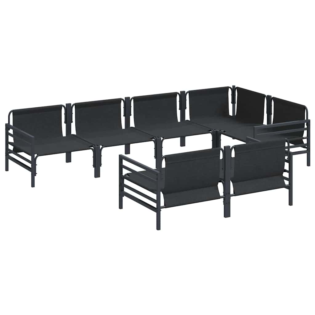 Kerti Kanapé Szett párnával 7 pcs Fekete Acél