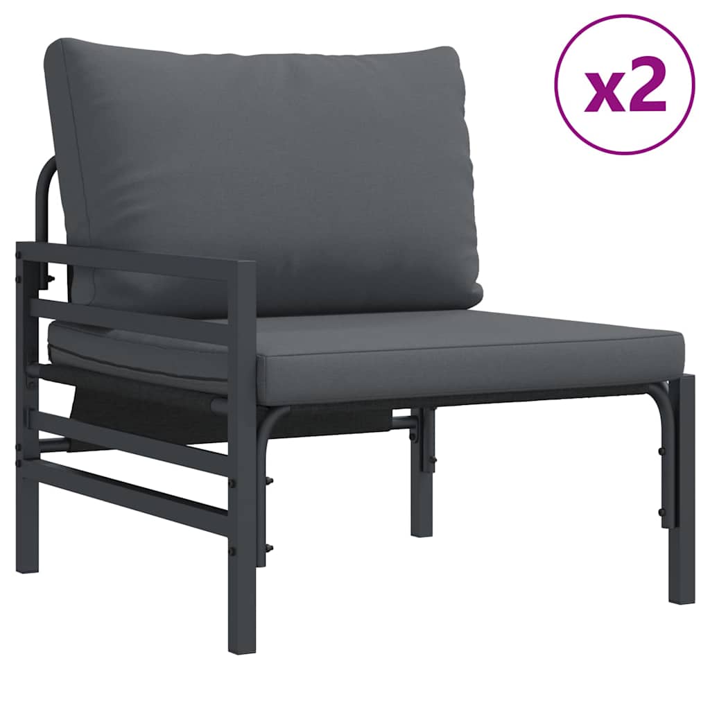 Kerti Kanapé Szett párnával 3 pcs Fekete Acél