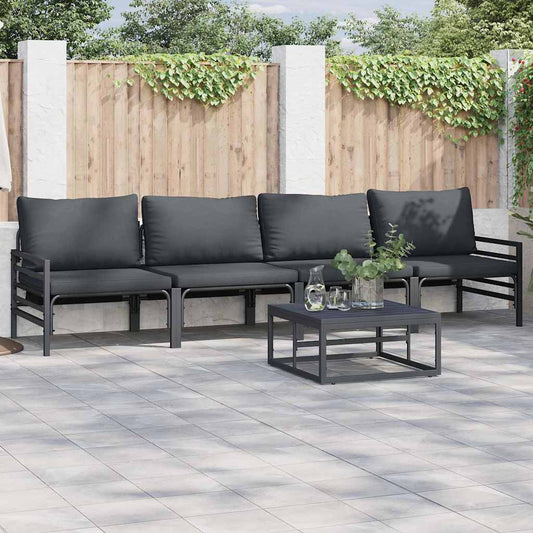 Kerti Kanapé Szett párnával 4 pcs Fekete Acél