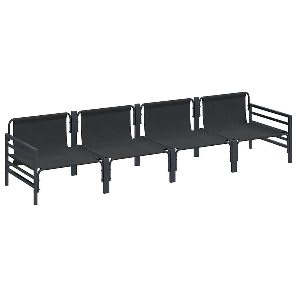 Kerti Kanapé Szett párnával 4 pcs Fekete Acél