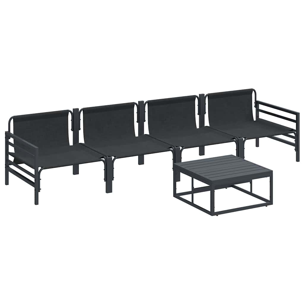 Kerti Kanapé Szett párnával 5 pcs Fekete Acél