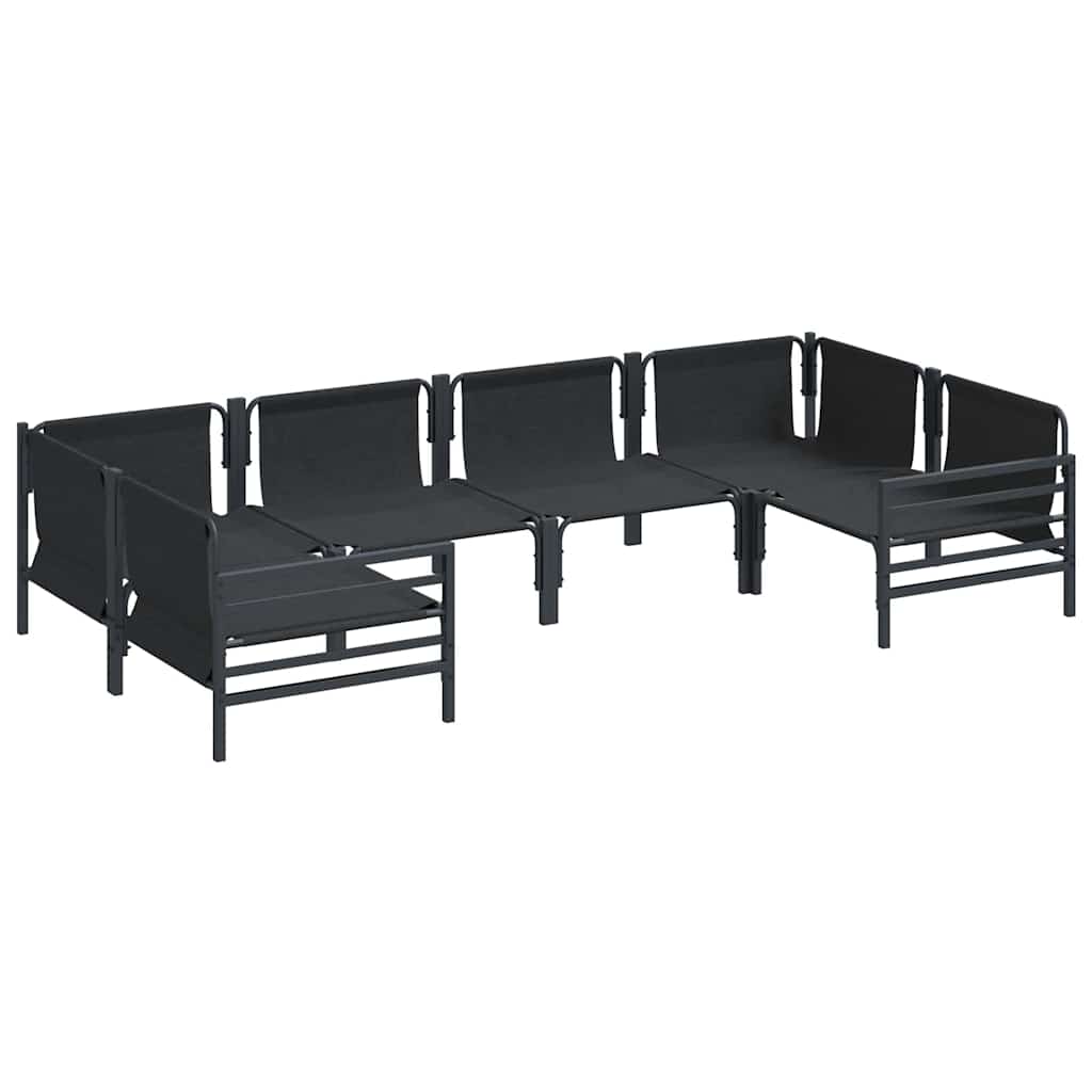 Kerti Kanapé Szett párnával 6 pcs Fekete Acél