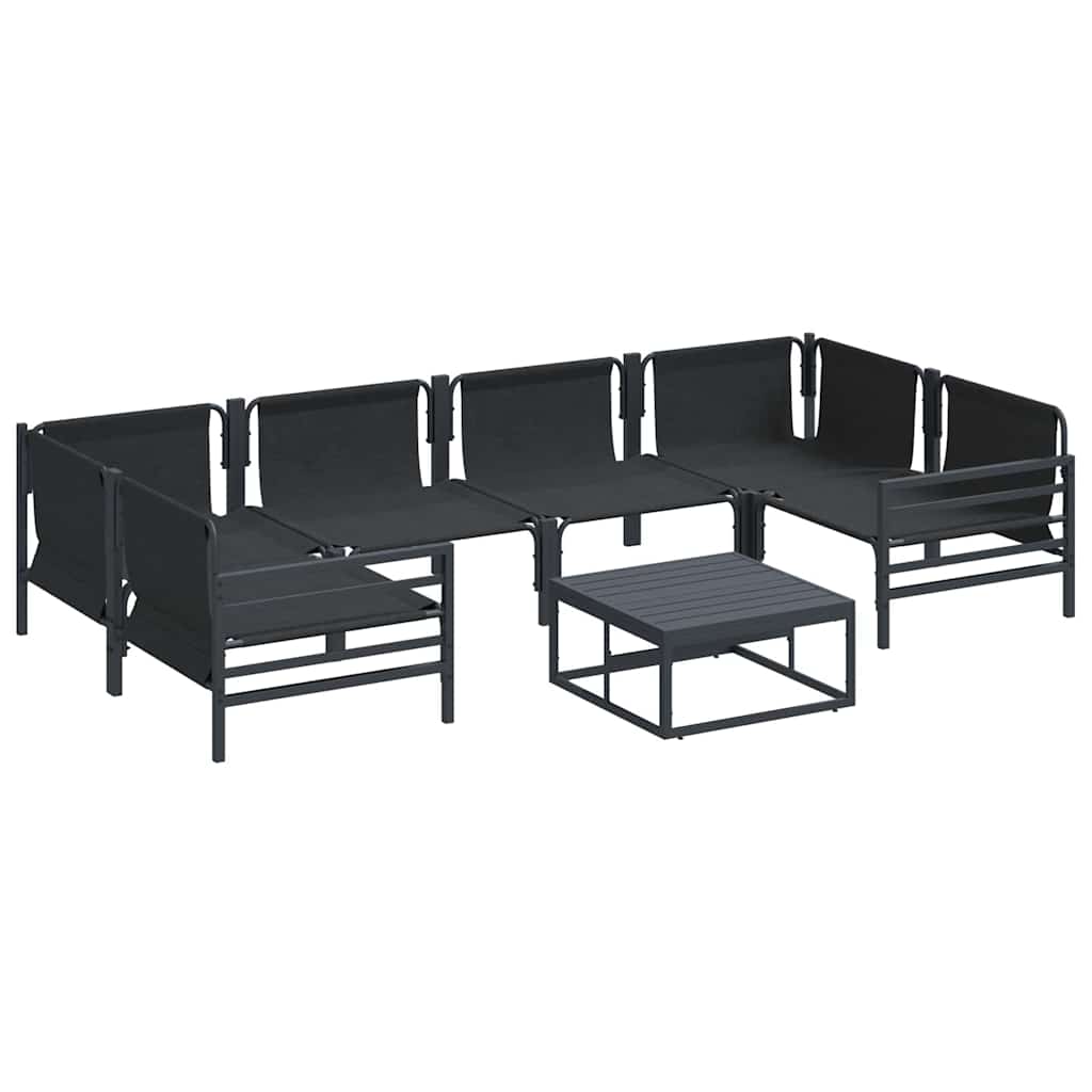 Kerti Kanapé Szett párnával 7 pcs Fekete Acél