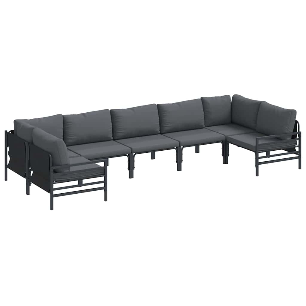 Kerti Kanapé Szett párnával 7 pcs Fekete Acél