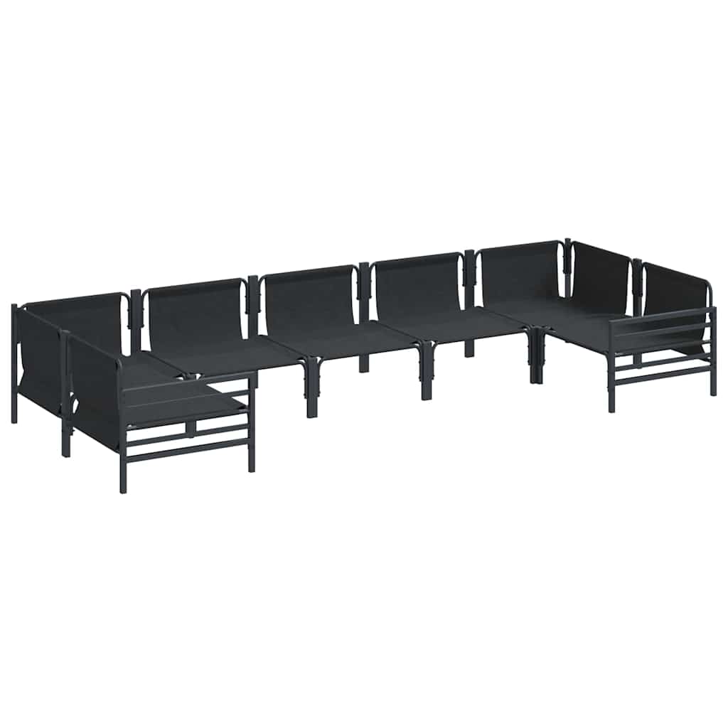 Kerti Kanapé Szett párnával 7 pcs Fekete Acél