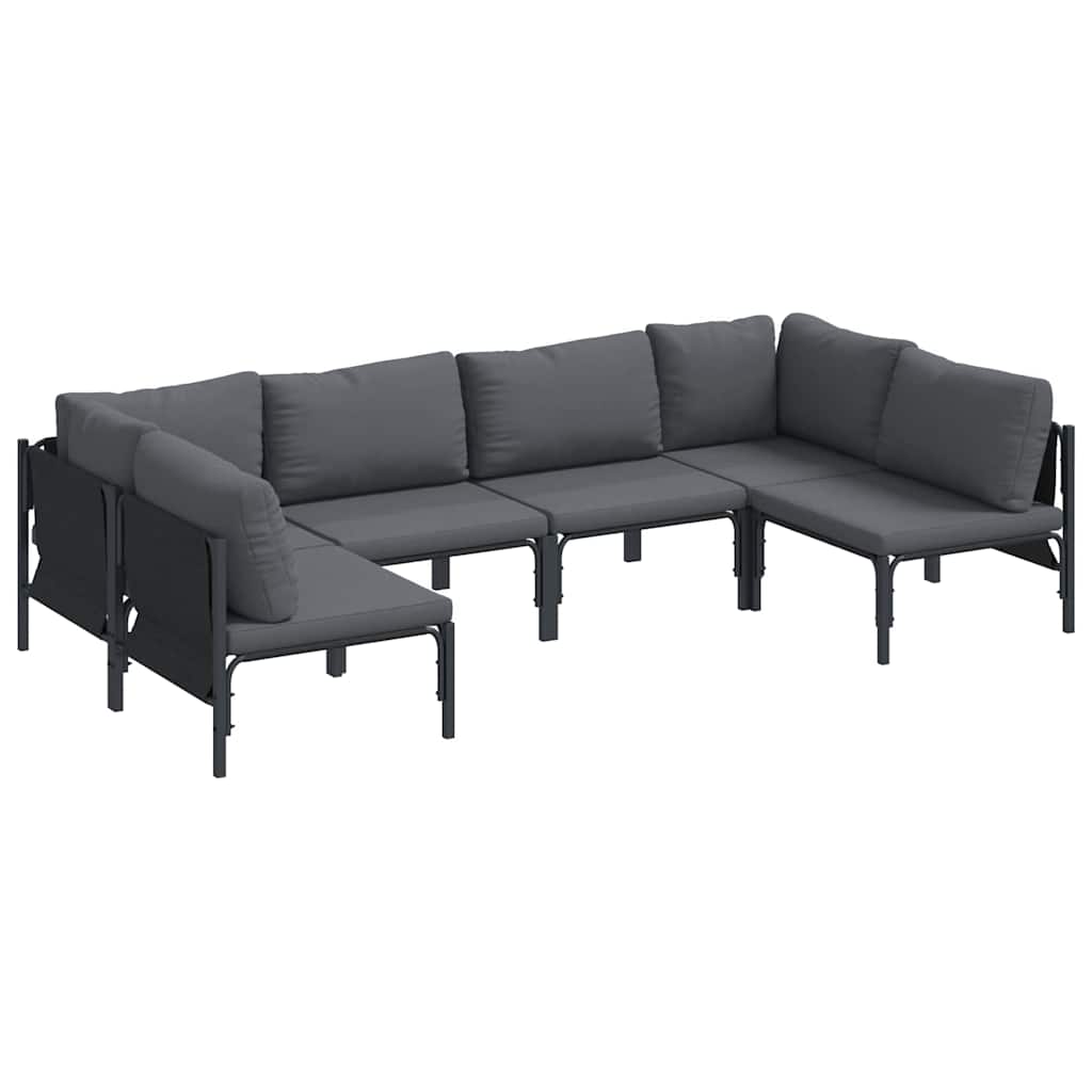 Kerti Kanapé Szett párnával 6 pcs Fekete Acél