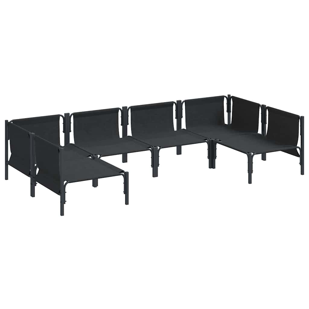 Kerti Kanapé Szett párnával 6 pcs Fekete Acél