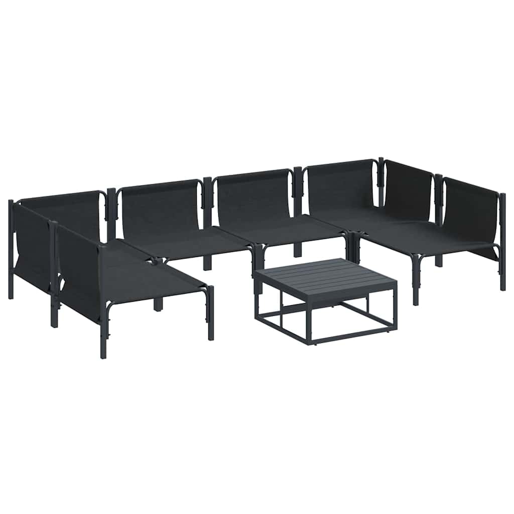 Kerti Kanapé Szett párnával 7 pcs Fekete Acél