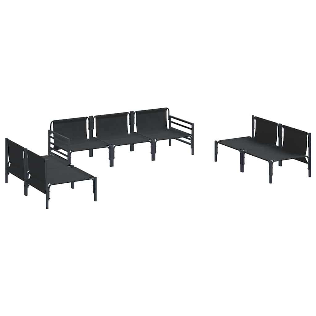 Kerti Kanapé Szett párnával 7 pcs Fekete Acél