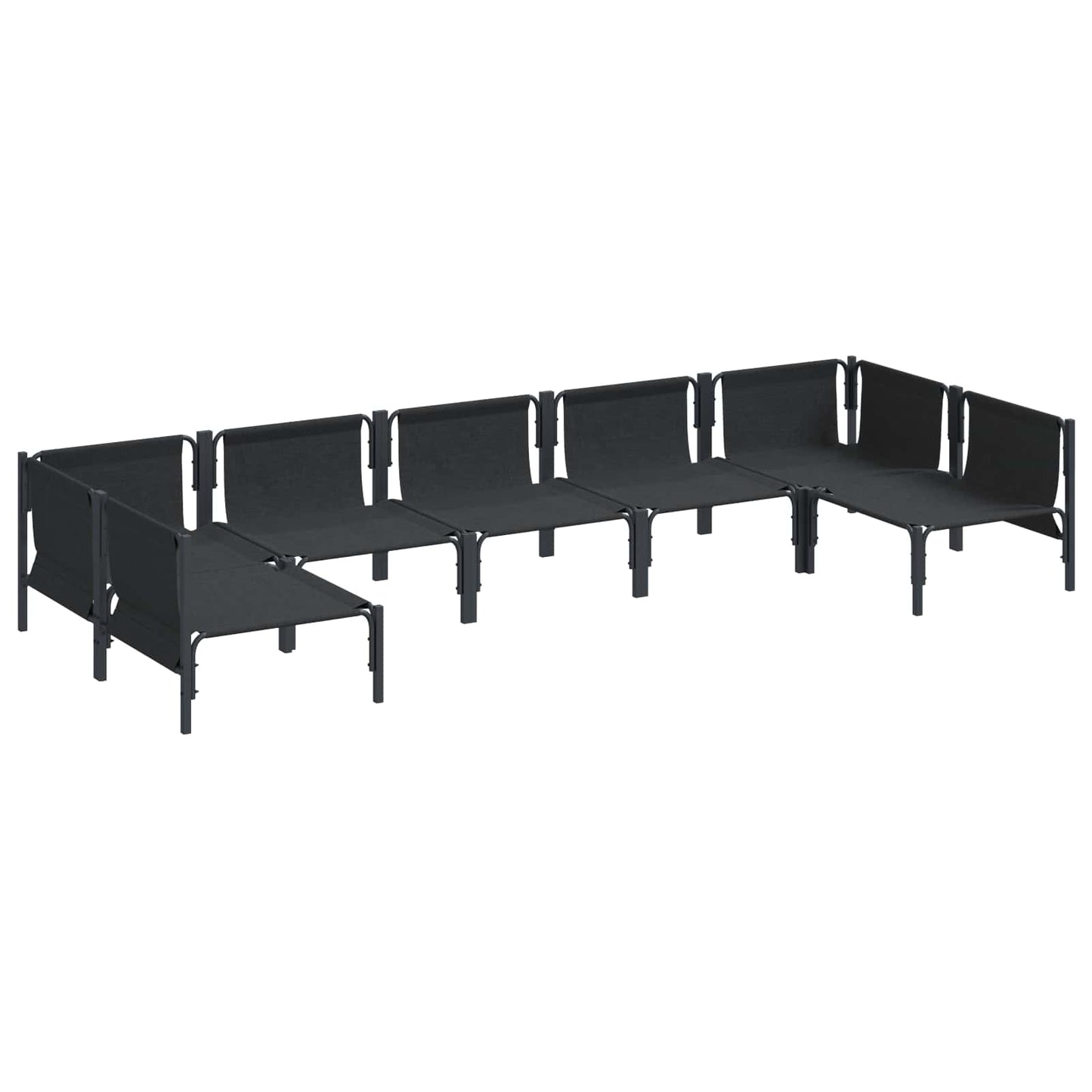Kerti Kanapé Szett párnával 7 pcs Fekete Acél