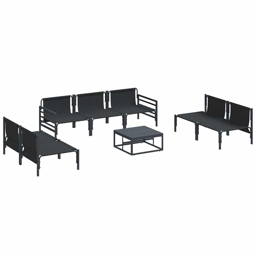 Kerti Kanapé Szett párnával 8 pcs Fekete Acél
