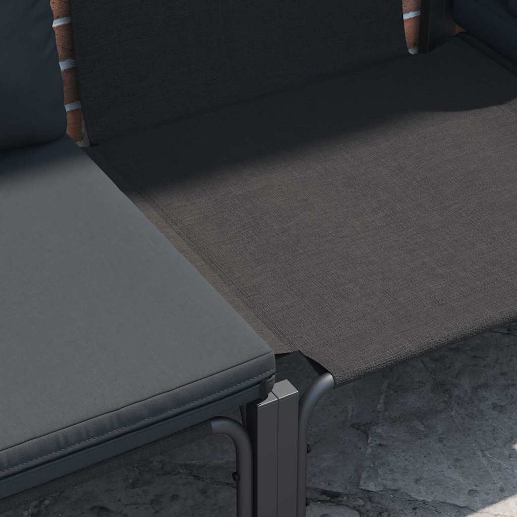 Kerti Kanapé Szett párnával 8 pcs Fekete Acél