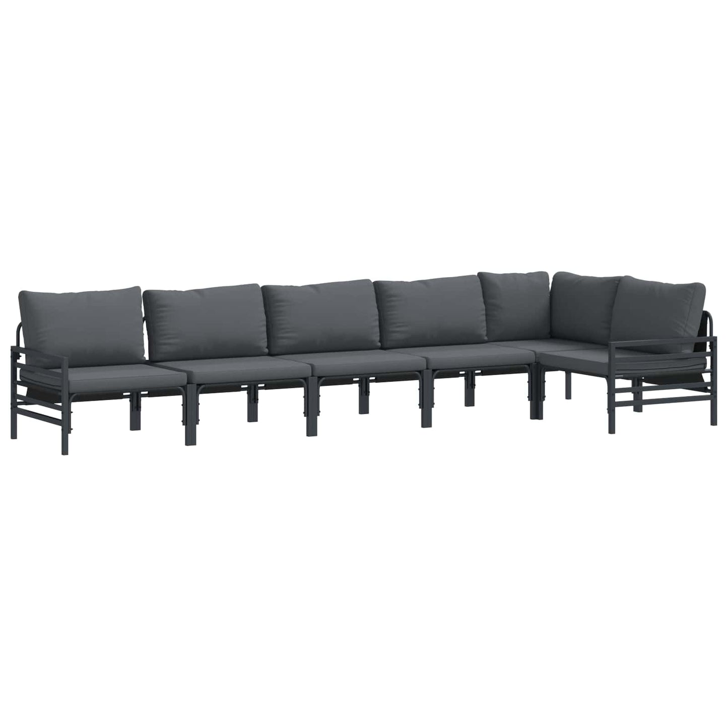 Kerti Kanapé Szett párnával 6 pcs Fekete Acél